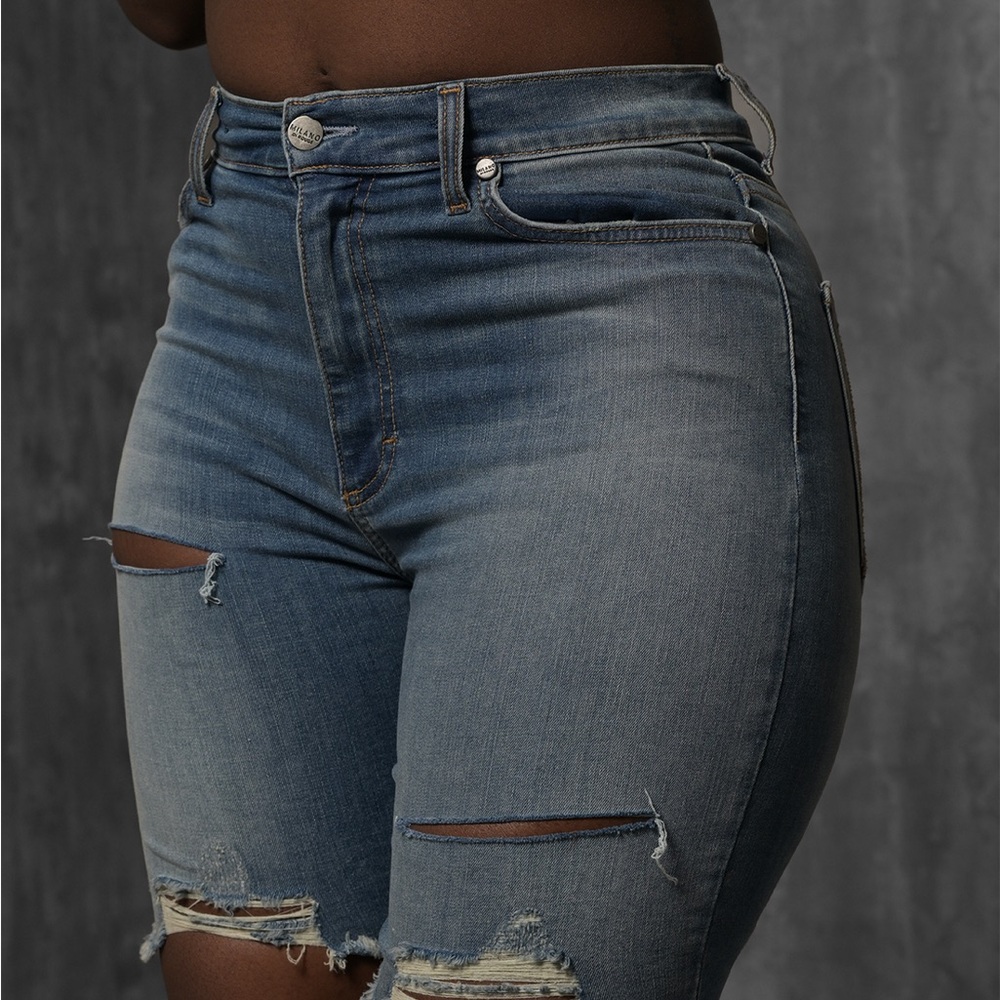 Milano Faded Blue Ripped Denim Bermudas